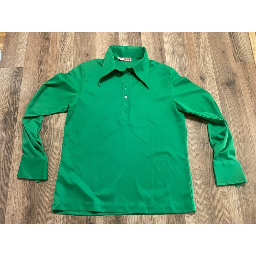 Vintage Montgomery Ward Shirt, Women's Size Large, Green, Polo, Long Sleeve